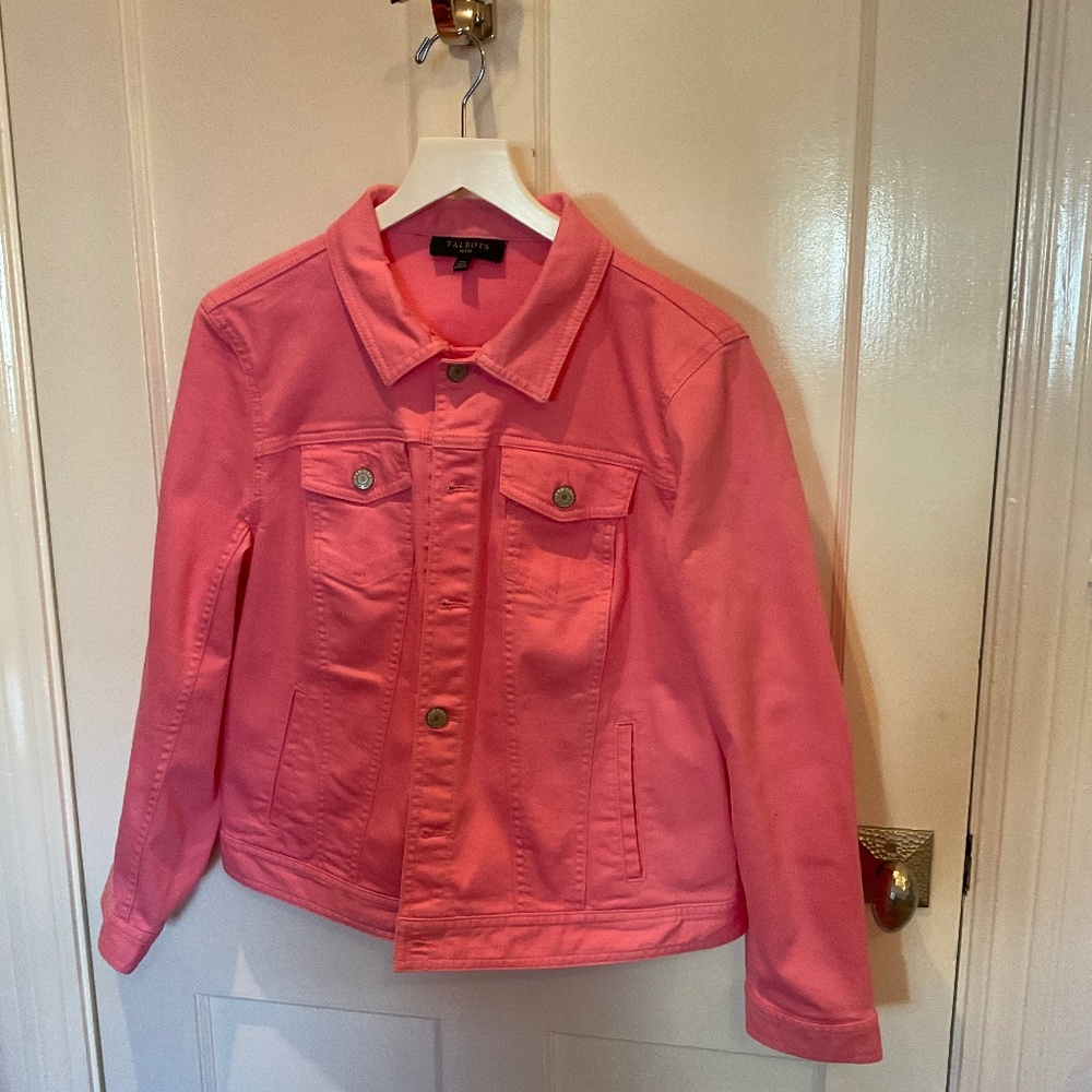 Talbots denim jacket in fresh pink, XL P